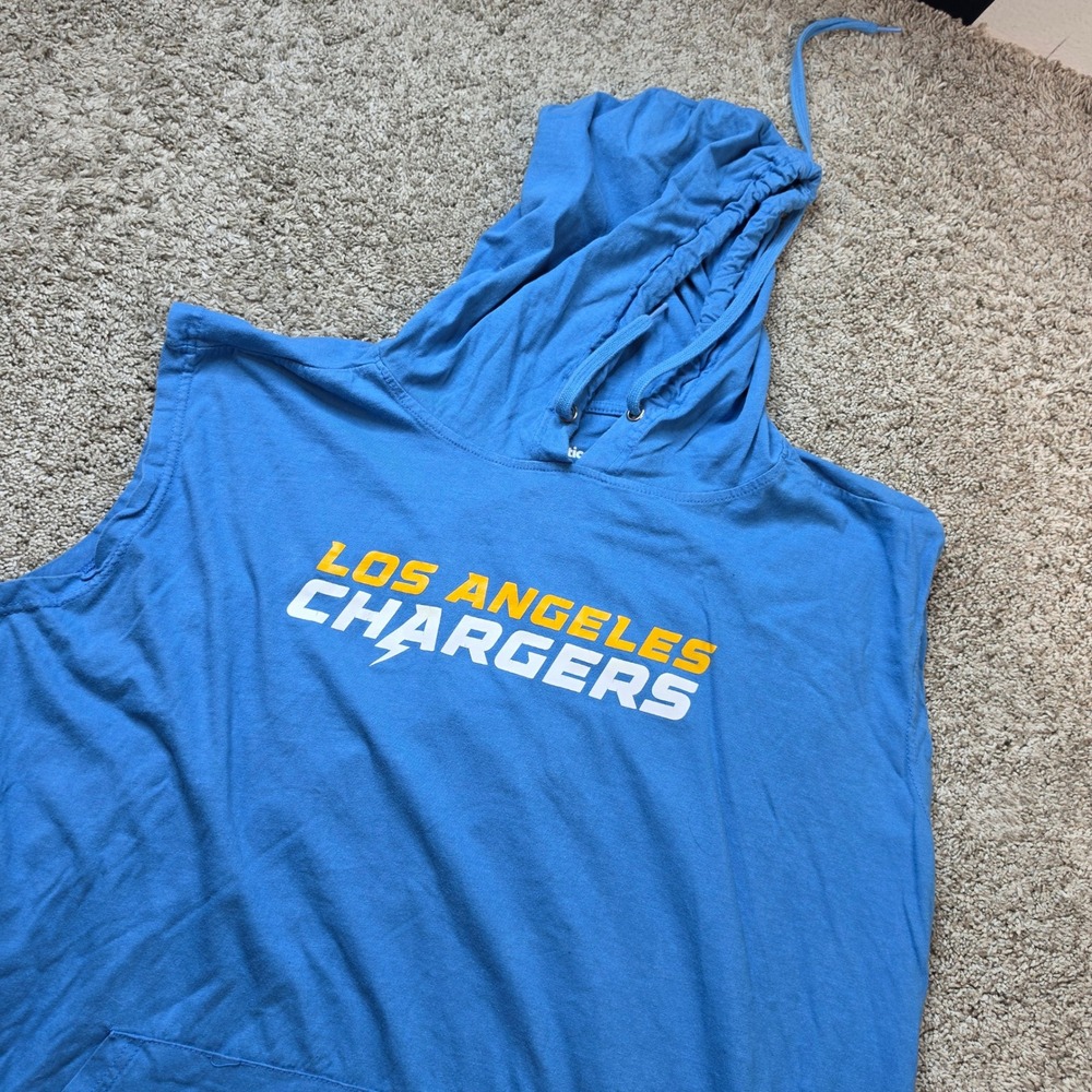 Los Angeles Chargers Justin Herbert Sleeveless Hoodie Mens 2XLT Blue Fanatics